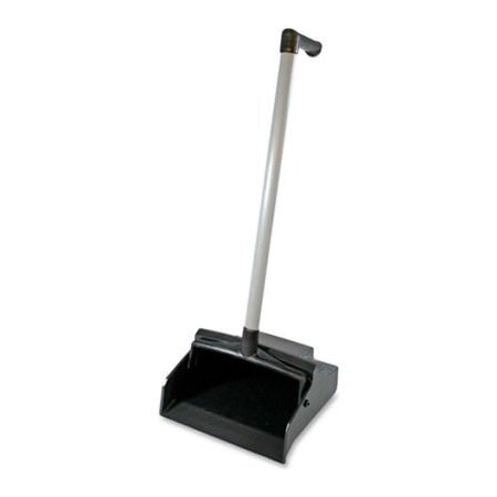 Sp Richards Genuine Joe Dust Pan, Lobby Master, PVC Handle, Plastic, 12", Black - GJO85147 GJO85147
